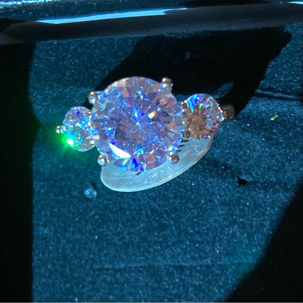 Elegant 10k GF Costume Ring with Clear Dazzling stones